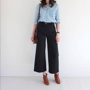 Black Everlane wide leg crop pants size 14